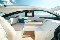 Luxurious interior of 2020 Fairline Targa 45 Open yacht with ocean view.
