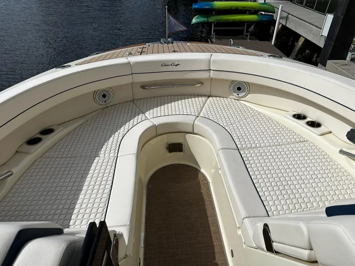  Yacht Photos Pics 2023 Chris-Craft Launch 31 GT boat interior with luxurious seating and elegant design.