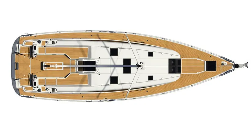 Edwina Yacht Photos Pics Top view of 2018 Jeanneau 54 yacht with spacious deck layout.