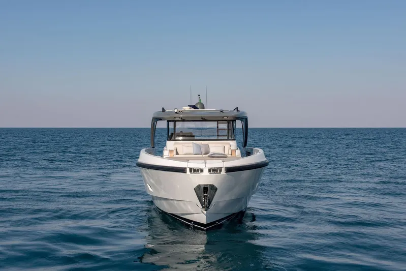  Yacht Photos Pics 2024 Bluegame BG54 yacht on open sea, front view.