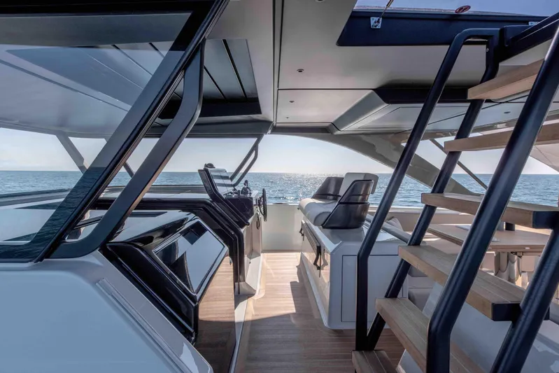  Yacht Photos Pics Luxurious interior of 2024 Bluegame BG54 yacht with ocean view and modern design.