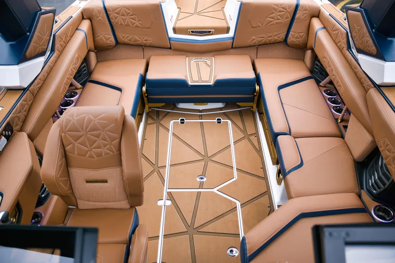  Yacht Photos Pics Luxurious interior of 2024 Nautique Super Air Nautique G23 Paragon boat.