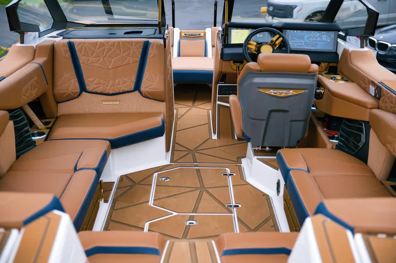  Yacht Photos Pics Luxurious interior of 2024 Nautique Super Air Nautique G23 Paragon boat.