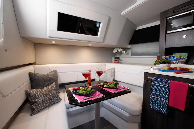  Yacht Photos Pics Manufacturer Provided Image: Luxurious interior of 2026 Formula 380 Super Sport Crossover OB with elegant dining setup.