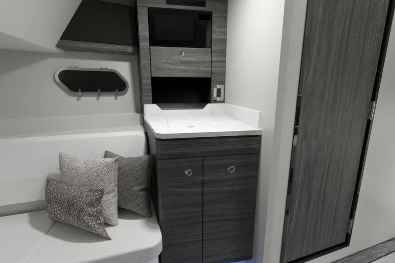  Yacht Photos Pics Manufacturer Provided Image: Interior of 2026 Formula 380 Super Sport Crossover OB, featuring modern cabinetry and seating.