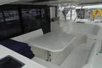 Leopard 45 catamaran 2017 model, spacious outdoor seating and dining area.