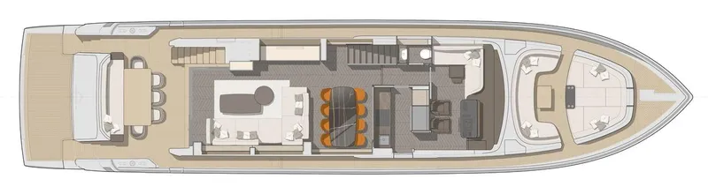 Victoria Yacht Photos Pics Floor plan of 2023 Cranchi Settantotto 78 yacht, showcasing luxurious interior layout.