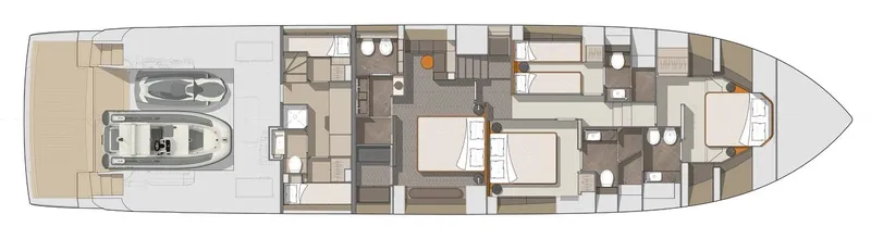 Victoria Yacht Photos Pics Floor plan of 2023 Cranchi Settantotto 78 yacht, featuring spacious cabins and modern amenities.