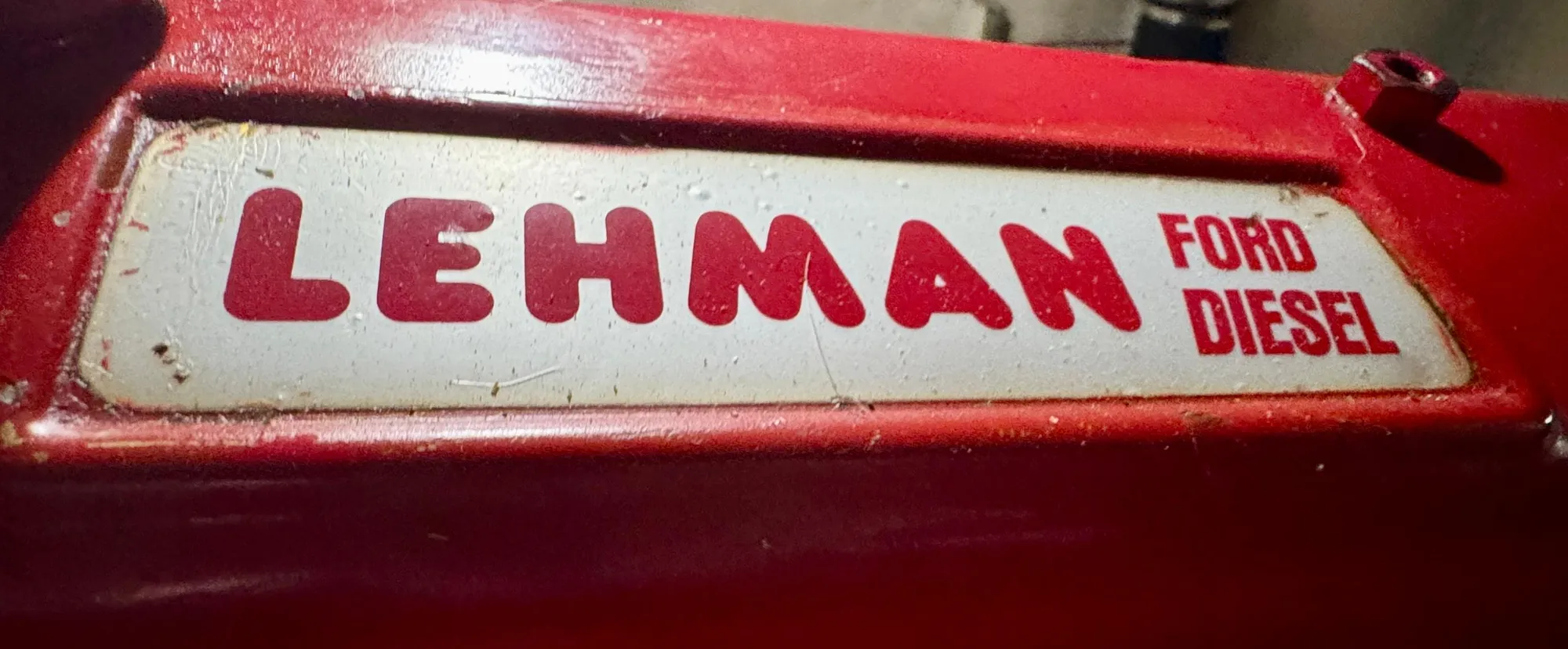 Lehman Ford Diesel engine label on 1979 Grand Banks Classic boat.