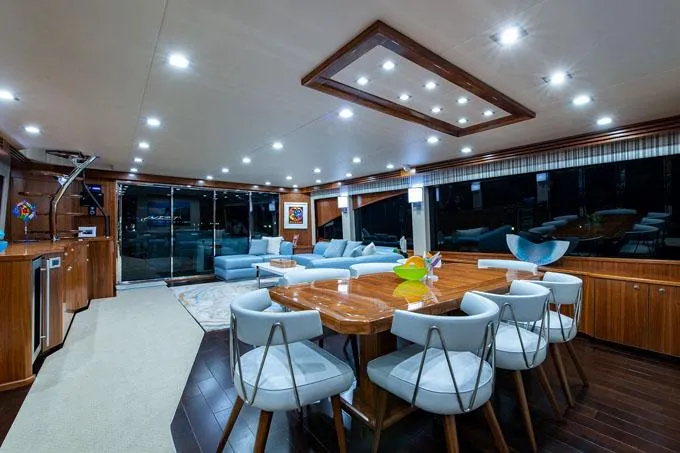 Obsession Yacht Photos Pics Dining Salon Looking Aft