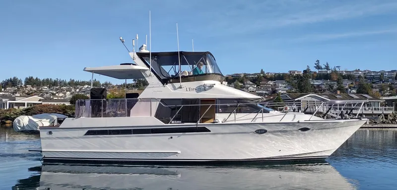 L' Espirit Yacht Photos Pics 1989 Ocean Alexander 440 CPMY yacht on calm water.