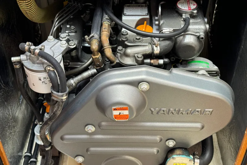 Vamoosh Yacht Photos Pics Engine of a 2012 X-Yachts XP-44 sailboat, featuring Yanmar components.