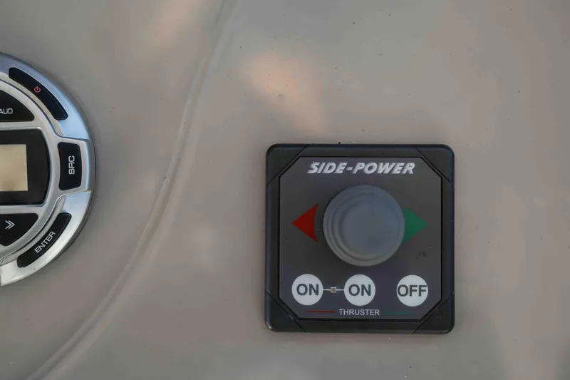  Yacht Photos Pics Control panel of a 2008 Sea Ray 38 Sundancer boat with Side-Power thruster.