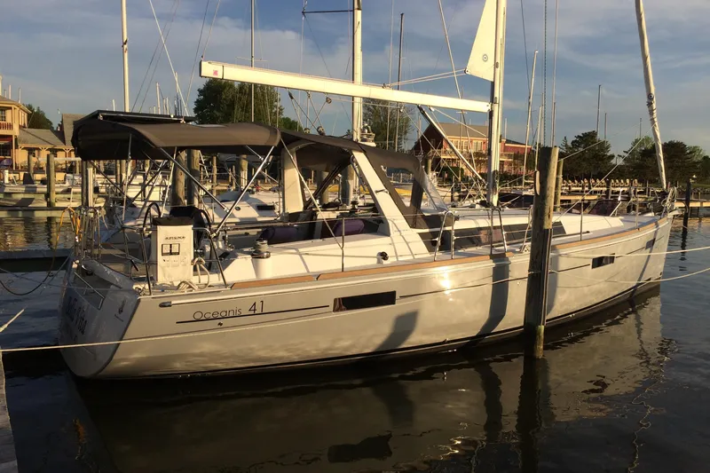  Yacht Photos Pics Beneteau Oceanis 41 sailboat docked at marina, 2014 model.