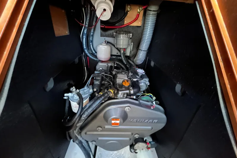  Yacht Photos Pics Engine compartment of 2014 Beneteau Oceanis 41 sailboat, featuring a Yanmar engine.