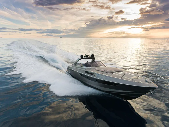  Yacht Photos Pics 2024 Rizzardi GR SESSANTATRE luxury yacht cruising at sunset.