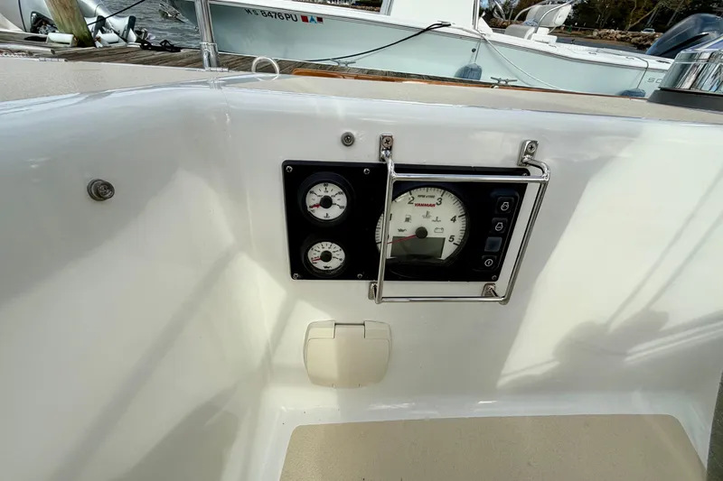 Kittywake Yacht Photos Pics 1996 J Boats J/42 cockpit with engine gauges and controls.