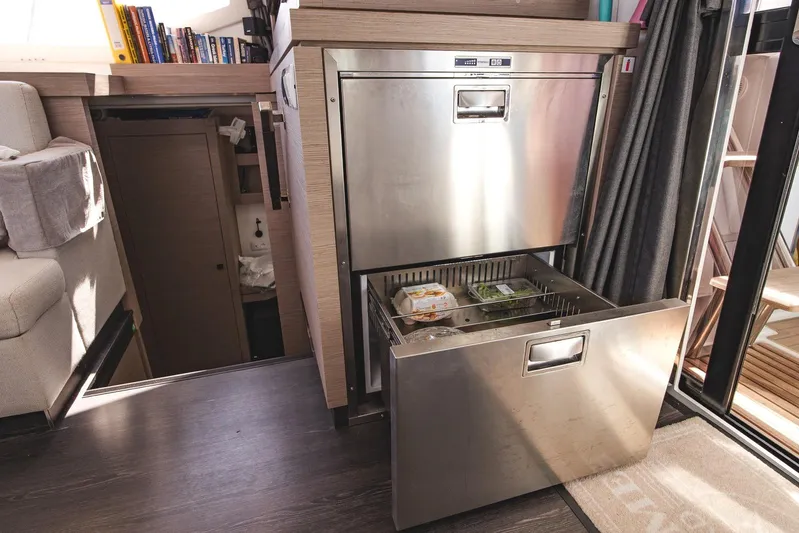  Yacht Photos Pics Modern kitchen area in 2023 Fountaine Pajot Astrea 42 Maestro catamaran.