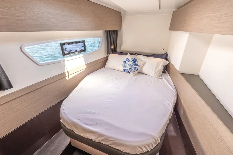  Yacht Photos Pics Luxurious cabin interior of 2023 Fountaine Pajot Astrea 42 Maestro catamaran.