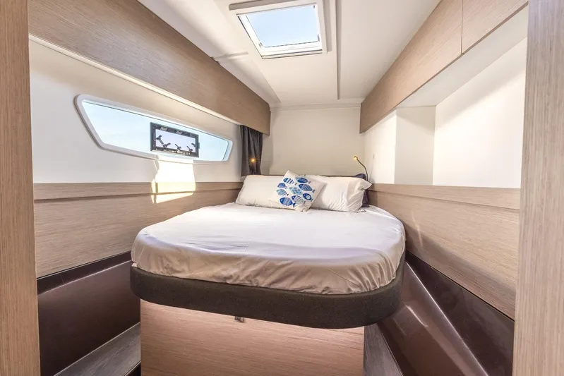  Yacht Photos Pics Luxurious cabin interior of 2023 Fountaine Pajot Astrea 42 Maestro catamaran.