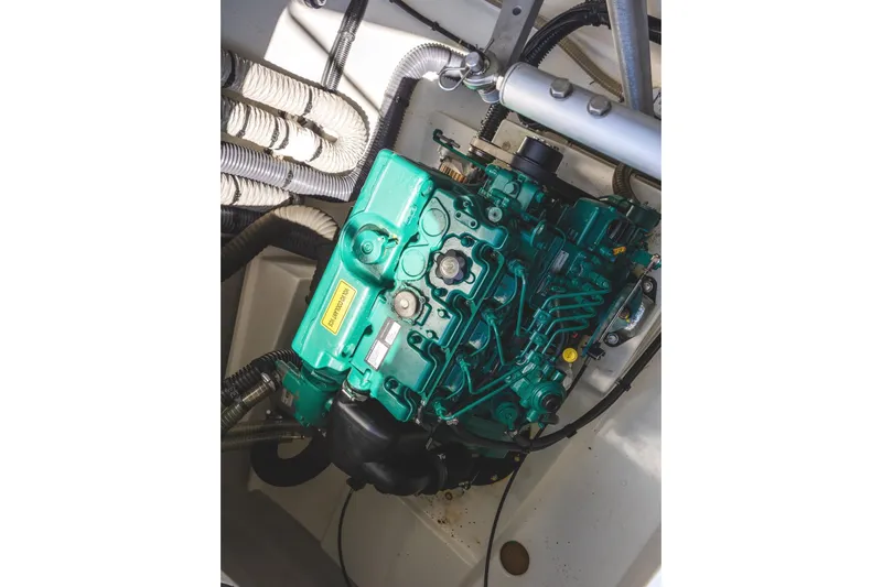  Yacht Photos Pics Engine compartment of 2023 Fountaine Pajot Astrea 42 Maestro catamaran.