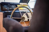 Helm of 2025 Super Lauwersmeer SLX54 yacht with modern navigation displays.