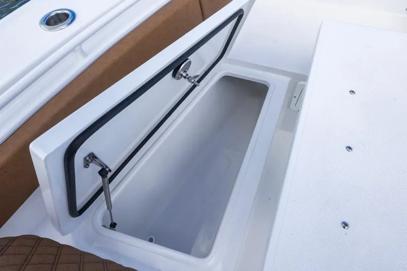  Yacht Photos Pics Open storage compartment on 2026 Sea Hunt Ultra 275 SE boat.