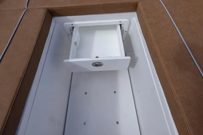  Yacht Photos Pics Open storage compartment on 2026 Sea Hunt Ultra 275 SE boat.