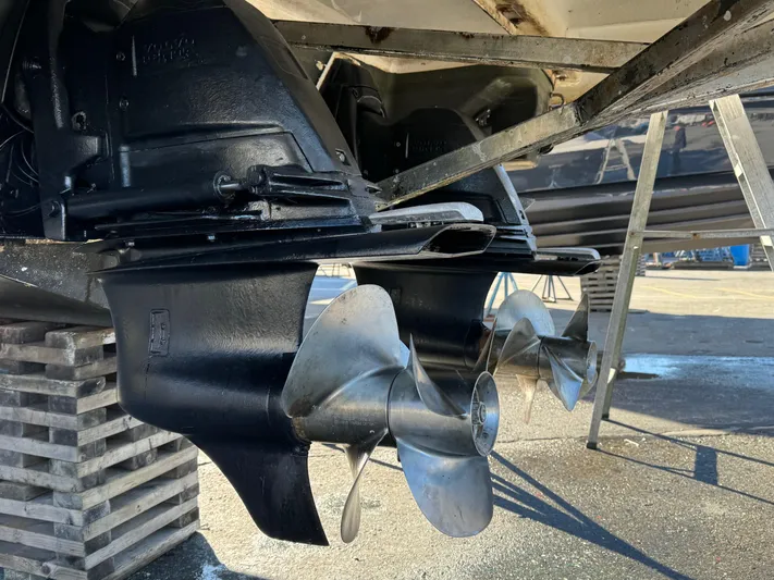 Clintessa Yacht Photos Pics 2012 Regal 35 Sport Coupe propellers and stern drive in dry dock.