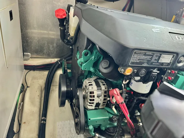 Clintessa Yacht Photos Pics Engine compartment of a 2012 Regal 35 Sport Coupe boat.