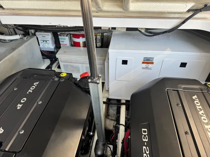 Clintessa Yacht Photos Pics Engine compartment of a 2012 Regal 35 Sport Coupe with Volvo engines and equipment.