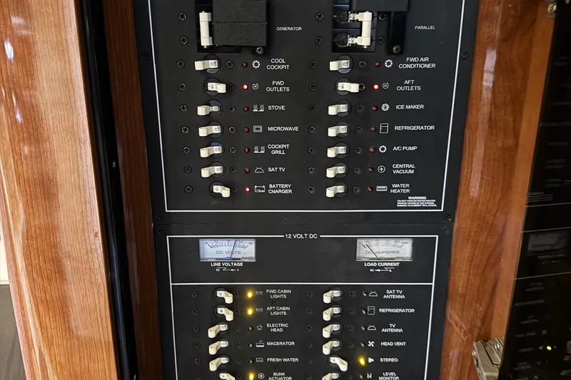 Clintessa Yacht Photos Pics Electrical control panel on a 2012 Regal 35 Sport Coupe boat.