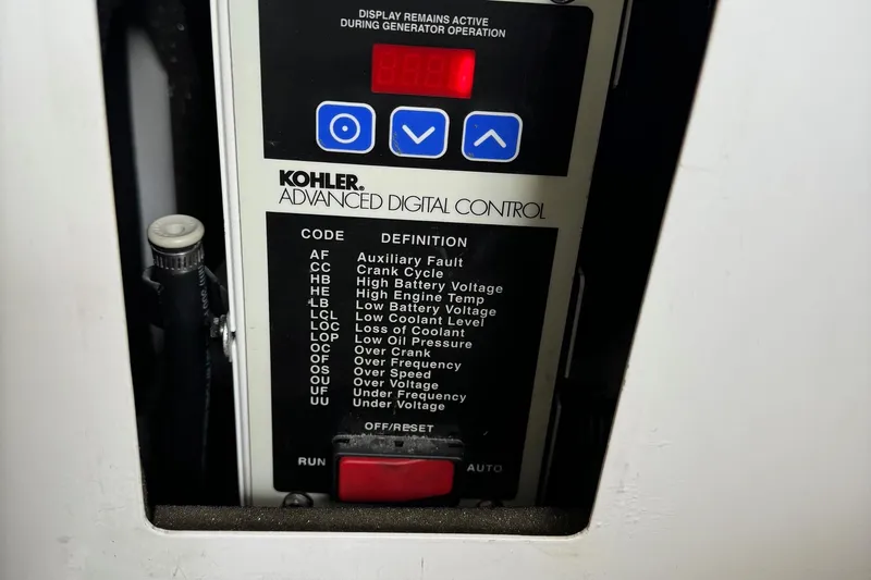 Clintessa Yacht Photos Pics Kohler advanced digital control panel on 2012 Regal 35 Sport Coupe, displaying fault codes.
