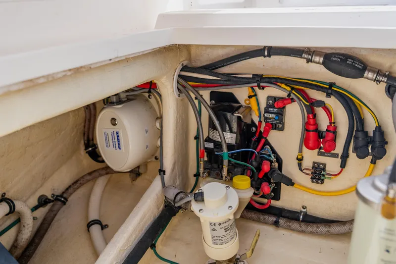  Yacht Photos Pics 2018 Intrepid 327 Center Console boat wiring and mechanical components in detail.