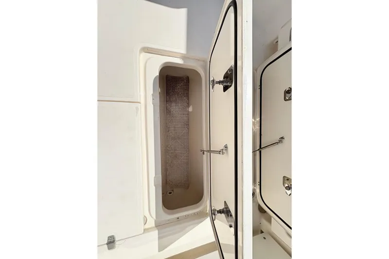 Happy Time 2 Yacht Photos Pics Open storage compartment on a 2011 Pursuit OS 375 Offshore boat.