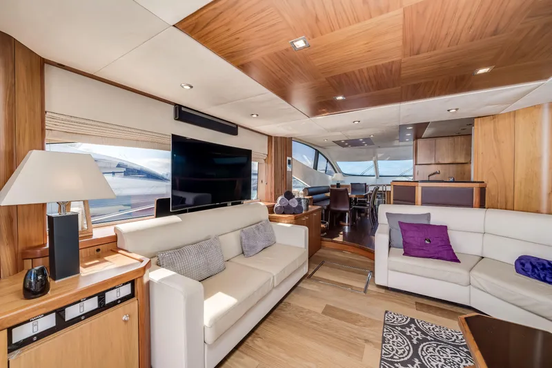 Twins Yacht Photos Pics Luxurious interior of 2009 Sunseeker Manhattan 70 yacht with modern furnishings and elegant design.