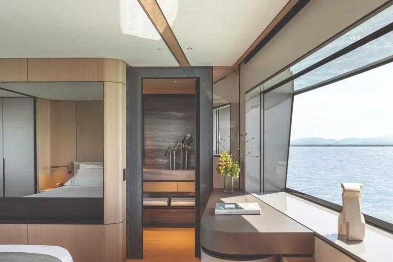  Yacht Photos Pics Luxurious interior of 2026 Azimut GRANDE 30M yacht with panoramic ocean view.