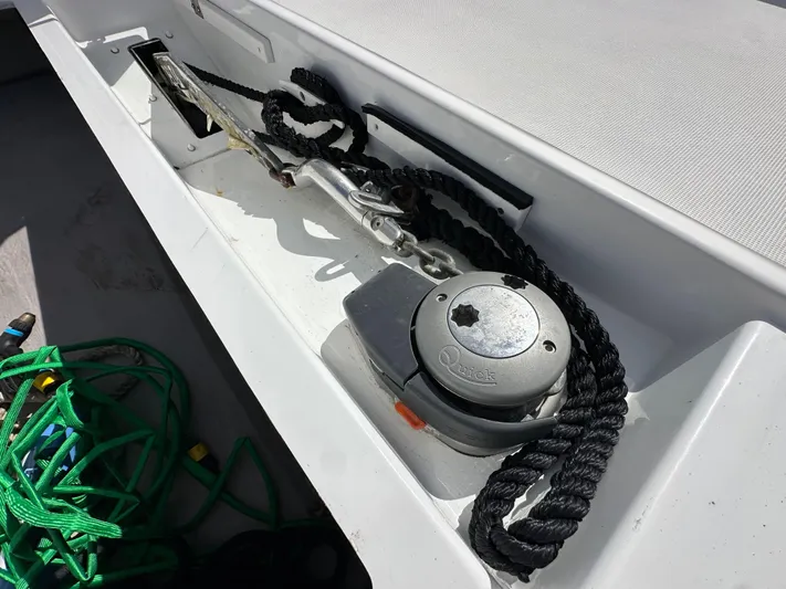 After You Yacht Photos Pics Anchor winch system on 2023 Bali 4.2 boat with ropes and equipment.