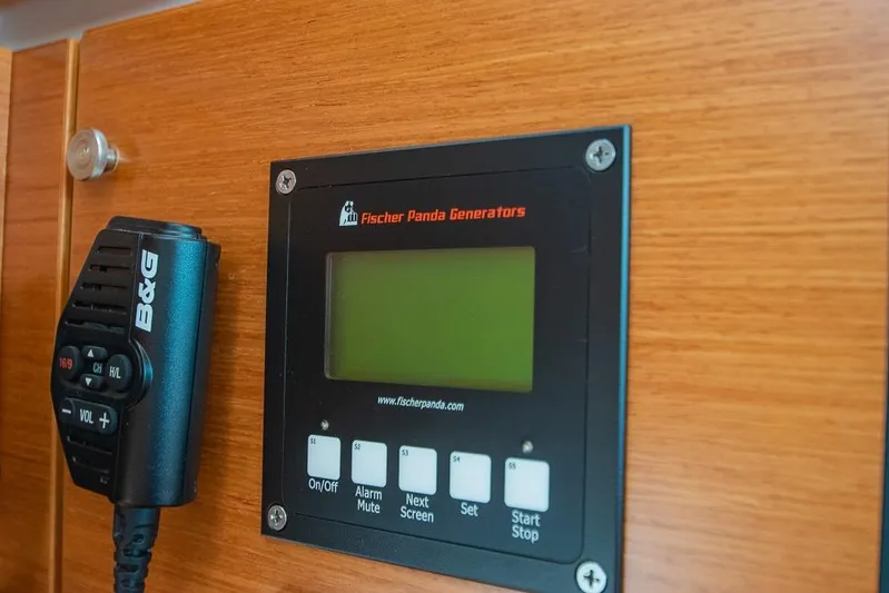  Yacht Photos Pics Control panel and radio on Bavaria C45 yacht, 2021 model.