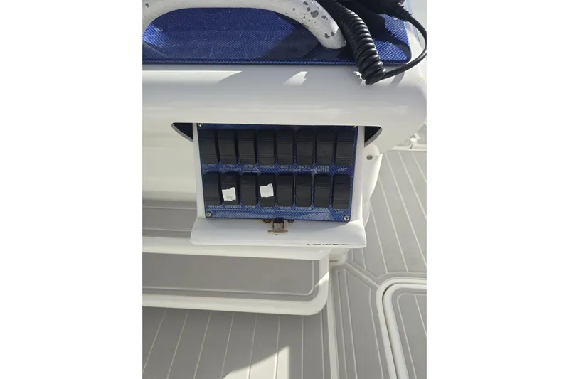 N/a Yacht Photos Pics Control panel on a 2014 Midnight Express 37 EXK boat deck.