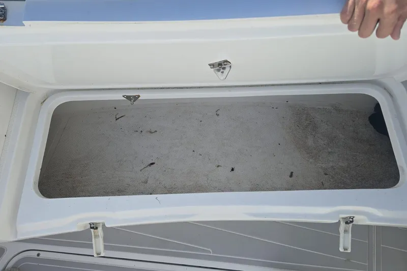 N/a Yacht Photos Pics Open storage compartment on a 2014 Midnight Express 37 EXK boat.