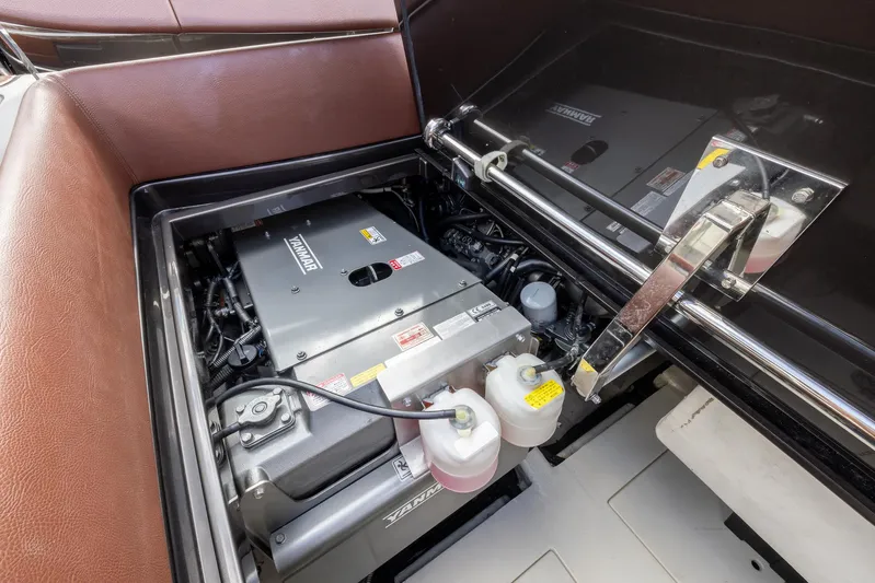  Yacht Photos Pics 2013 Riva Aquariva Super engine compartment with visible components and details.