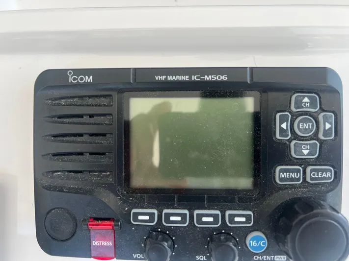  Yacht Photos Pics ICOM VHF Marine IC-M506 radio on a 2019 Intrepid 407 Cuddy boat.