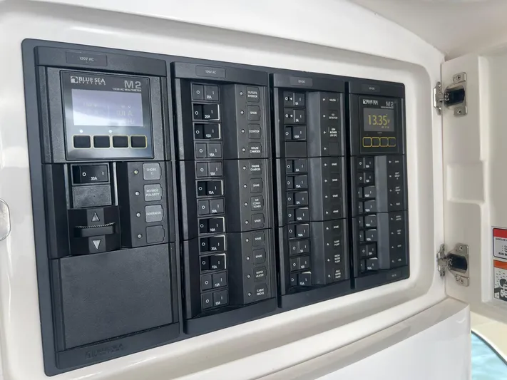  Yacht Photos Pics Electrical control panel on a 2019 Intrepid 407 Cuddy boat.