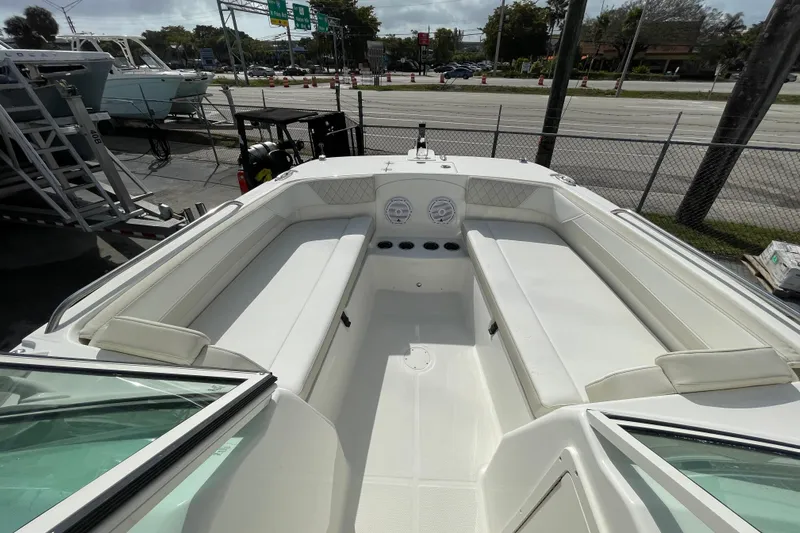 55889 230dc Sf Yacht Photos Pics 2025 World Cat 230 DC boat interior with white seating and modern design.