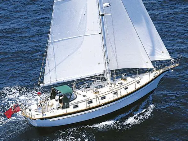 Elation Yacht Photos Pics Sailing yacht Cabo Rico 42, 2005 model, cruising on open sea with full sails.
