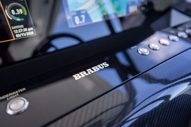 Kraken Yacht Photos Pics Dashboard of Axopar SHADOW 900ST 2023 with Brabus logo.