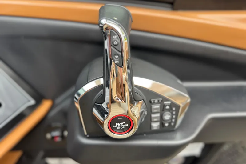  Yacht Photos Pics Throttle control of 2026 Avalon Excalibur 27' boat with start/stop button.