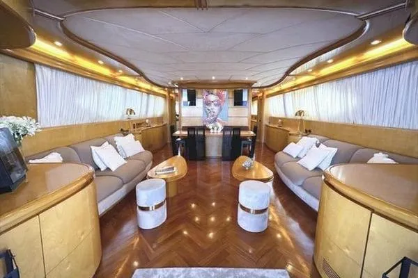  Yacht Photos Pics Luxurious interior of 1998 Maiora MAIORA 29 DP yacht with elegant seating and decor.