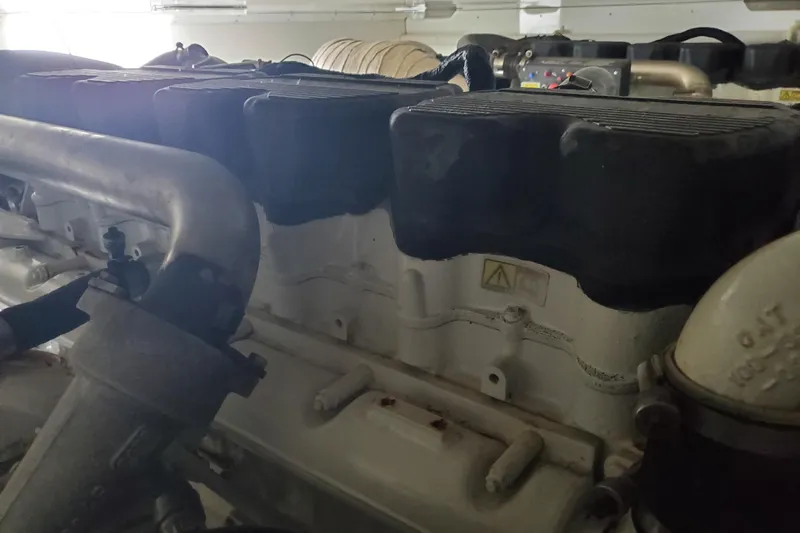 Black Gold Yacht Photos Pics Engine compartment of a 2006 Egg Harbor 50 Sport Yacht.